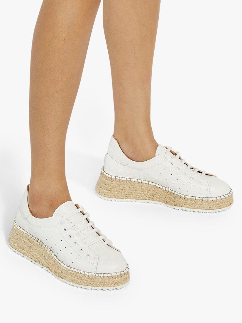 Product image 6 of 6, which shows Dune Explainedd Leather Lace-Up Wedge Espadrille Shoes, White, 3