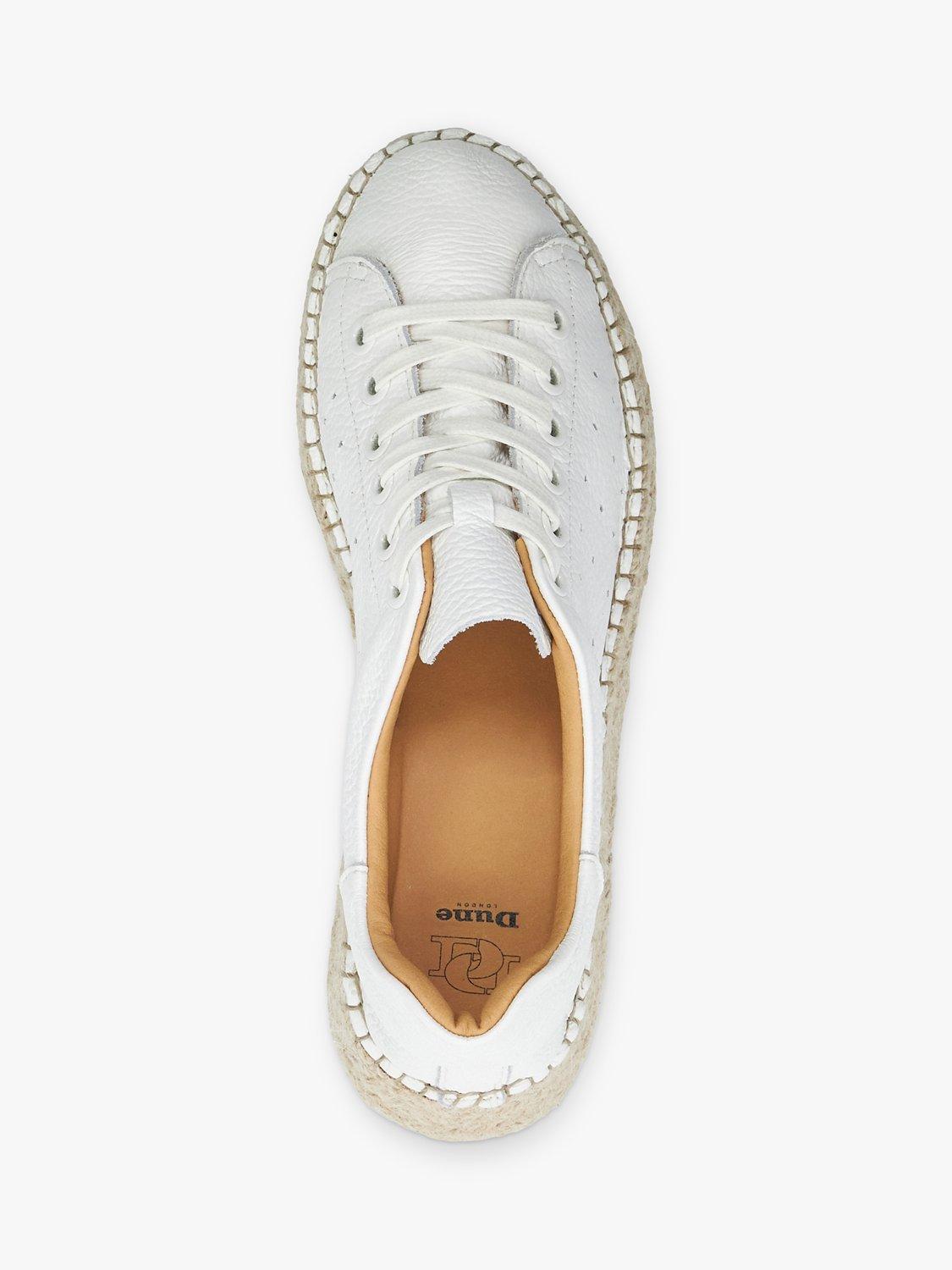 Product image 2 of 6, which shows Dune Explainedd Leather Lace-Up Wedge Espadrille Shoes, White, 3