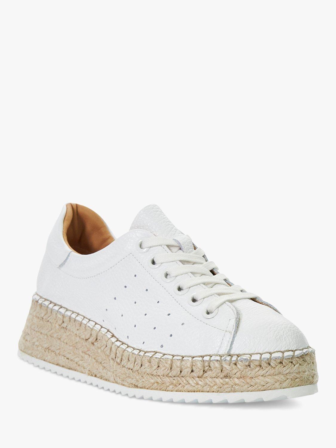 Product image 3 of 6, which shows Dune Explainedd Leather Lace-Up Wedge Espadrille Shoes, White, 3