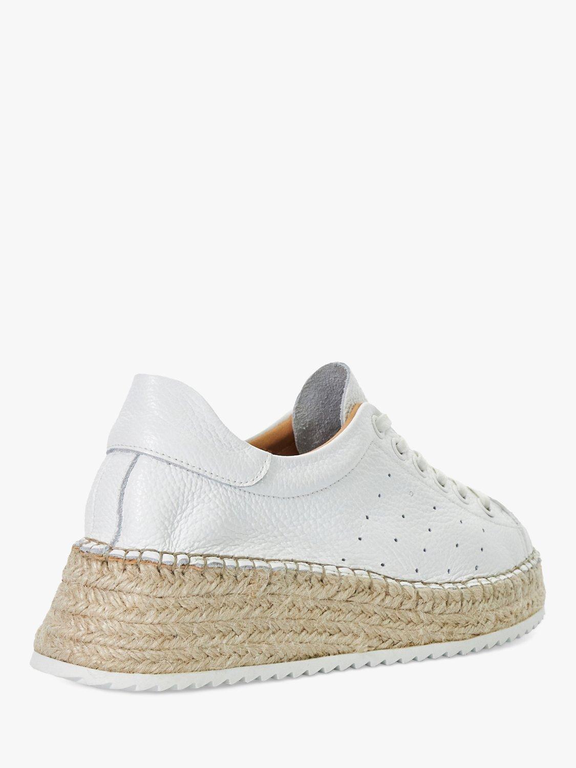 Product image 4 of 6, which shows Dune Explainedd Leather Lace-Up Wedge Espadrille Shoes, White, 3