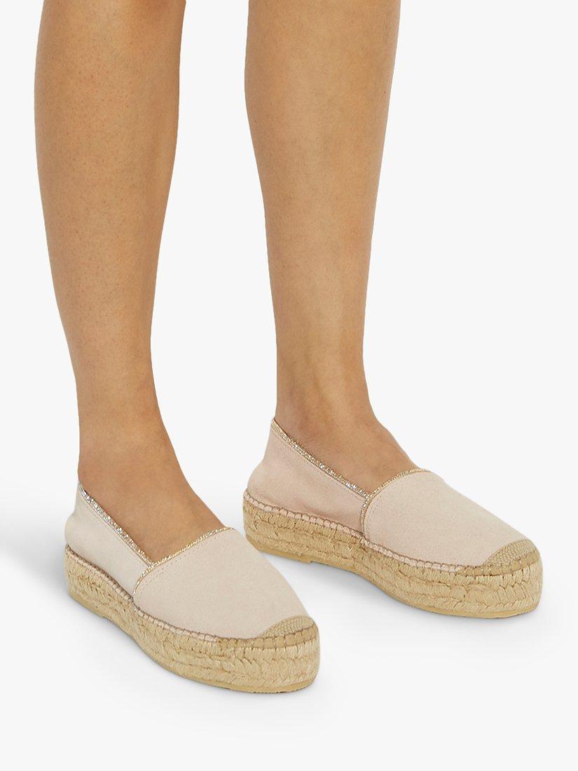 Product image 6 of 6, which shows Dune Genivee Diamonte Trim Suede Espadrilles, Blush, 3