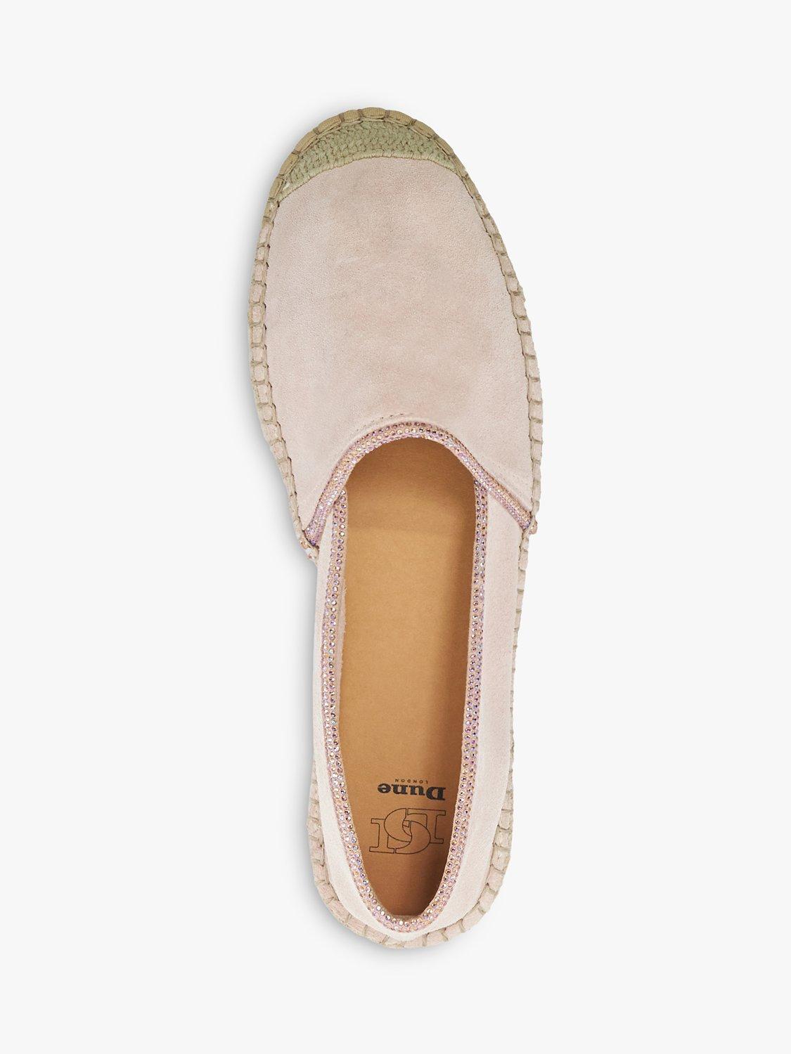 Product image 2 of 6, which shows Dune Genivee Diamonte Trim Suede Espadrilles, Blush, 3