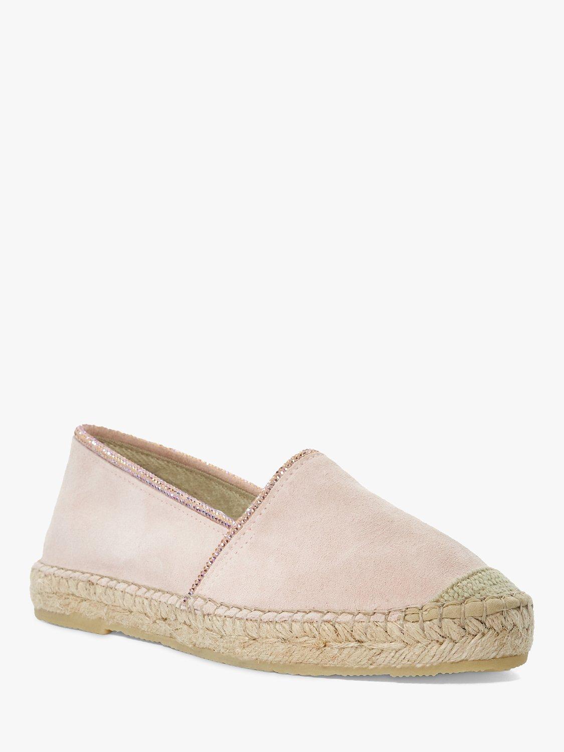 Product image 3 of 6, which shows Dune Genivee Diamonte Trim Suede Espadrilles, Blush, 3