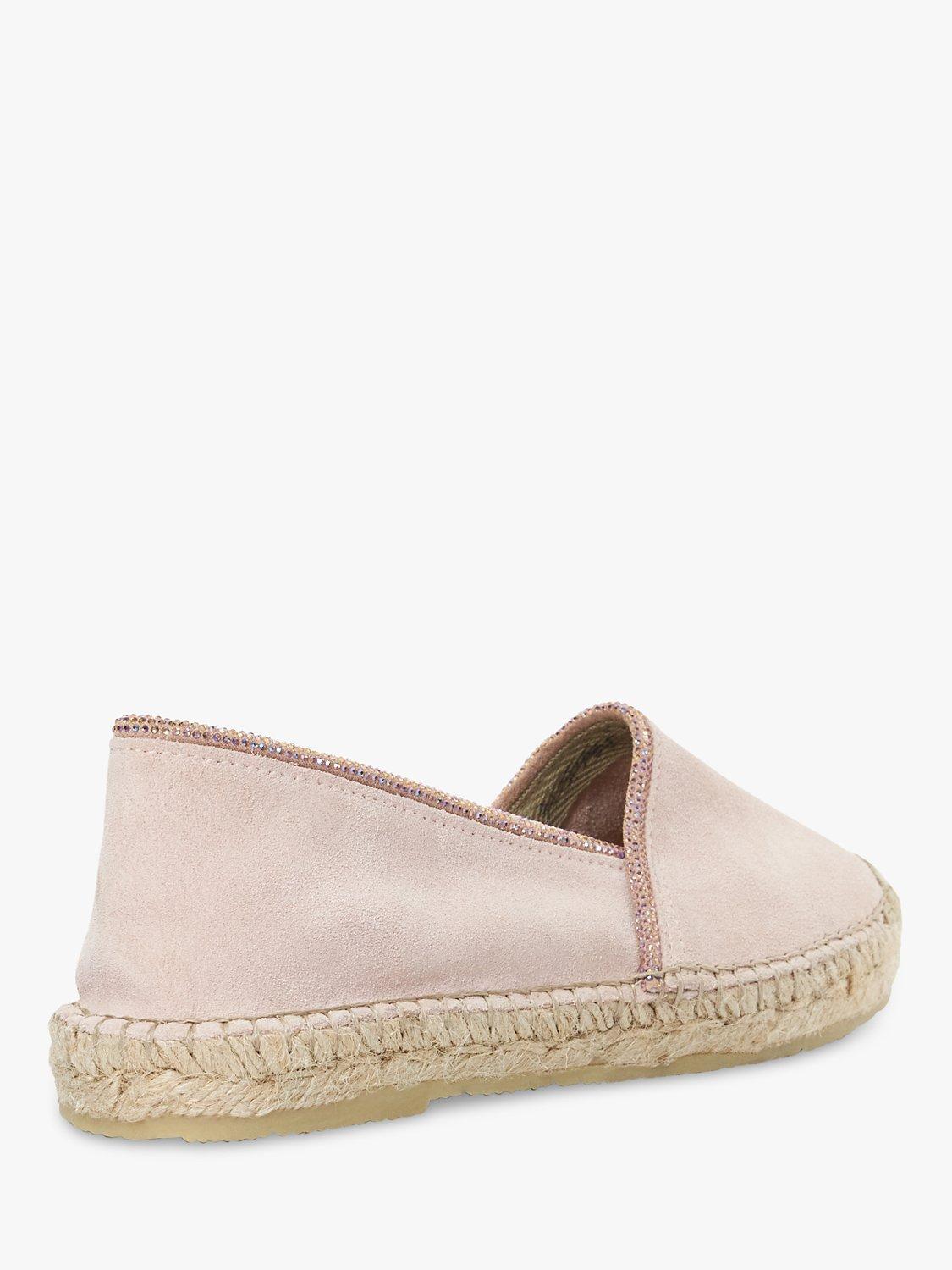 Product image 4 of 6, which shows Dune Genivee Diamonte Trim Suede Espadrilles, Blush, 3