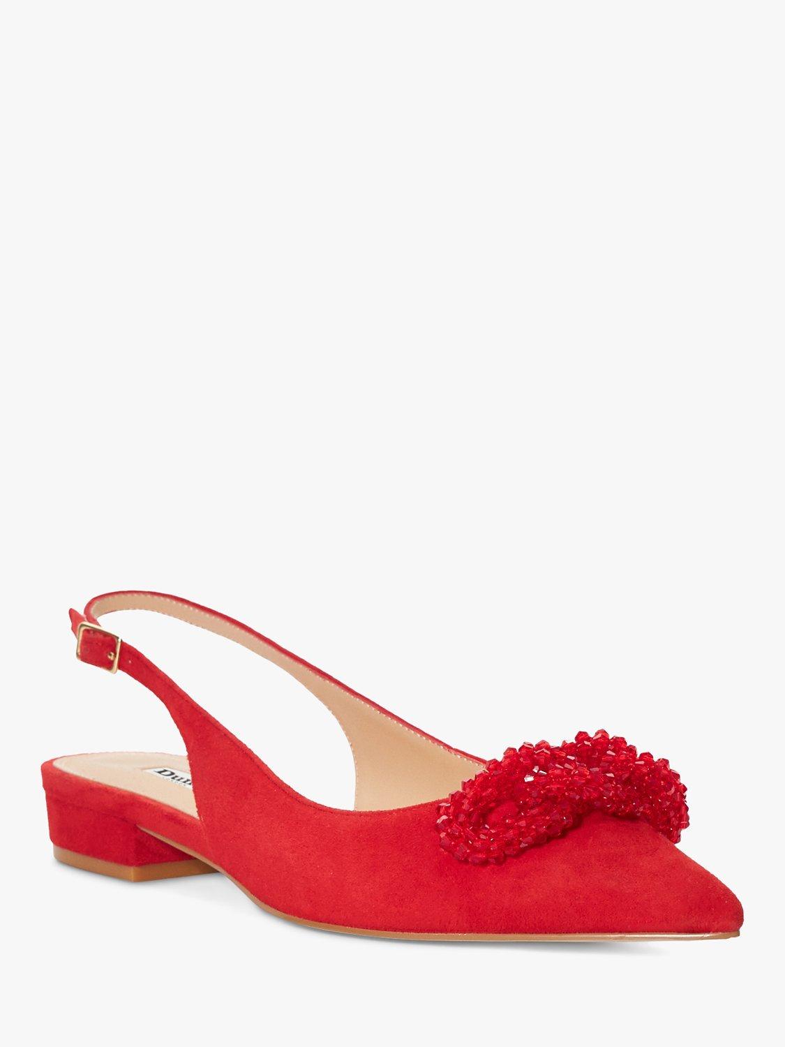 Product image 3 of 6, which shows Dune London Horizonn Suede Pumps, Red, 3