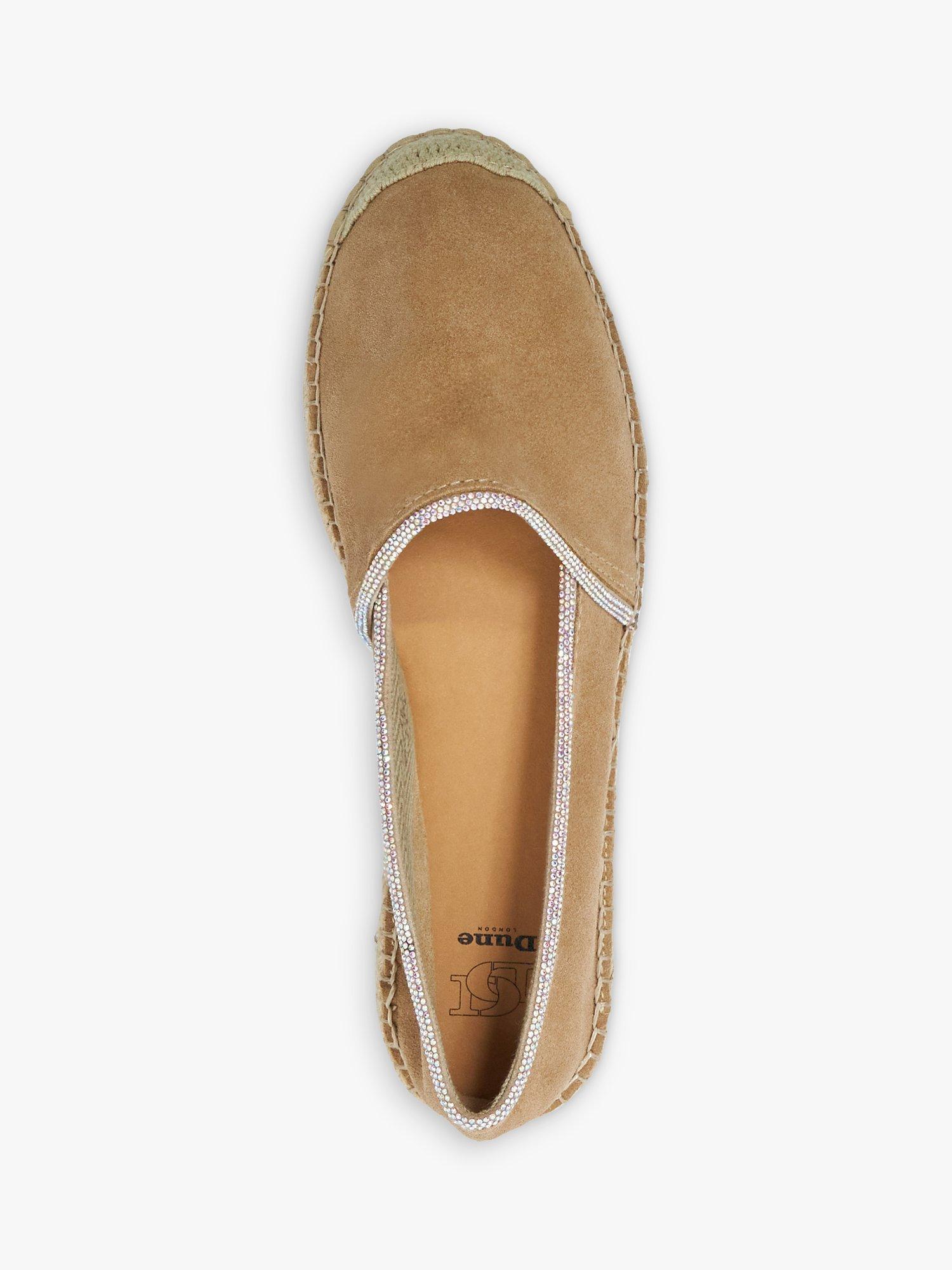 Product image 2 of 6, which shows Dune London Genivee Diamonte Trim Suede Espadrilles, Camel, 6