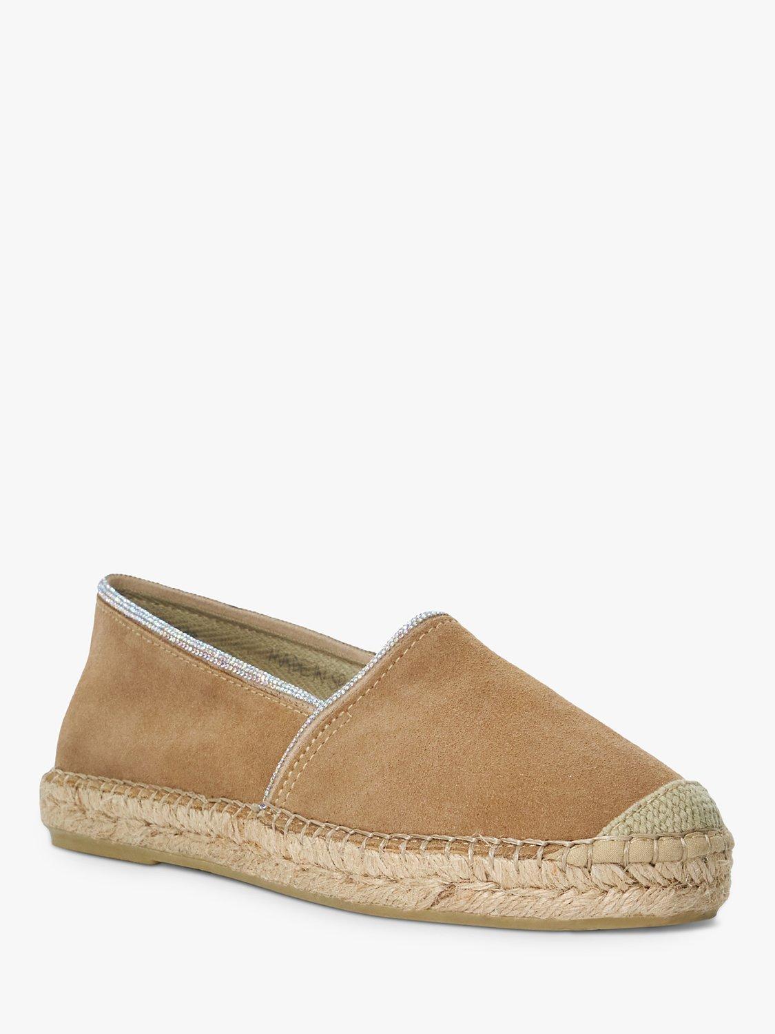Product image 3 of 6, which shows Dune London Genivee Diamonte Trim Suede Espadrilles, Camel, 6