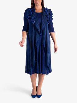 chesca Chiffon Flower Detail Pleated Dress, Royal Blue, Royal Blue