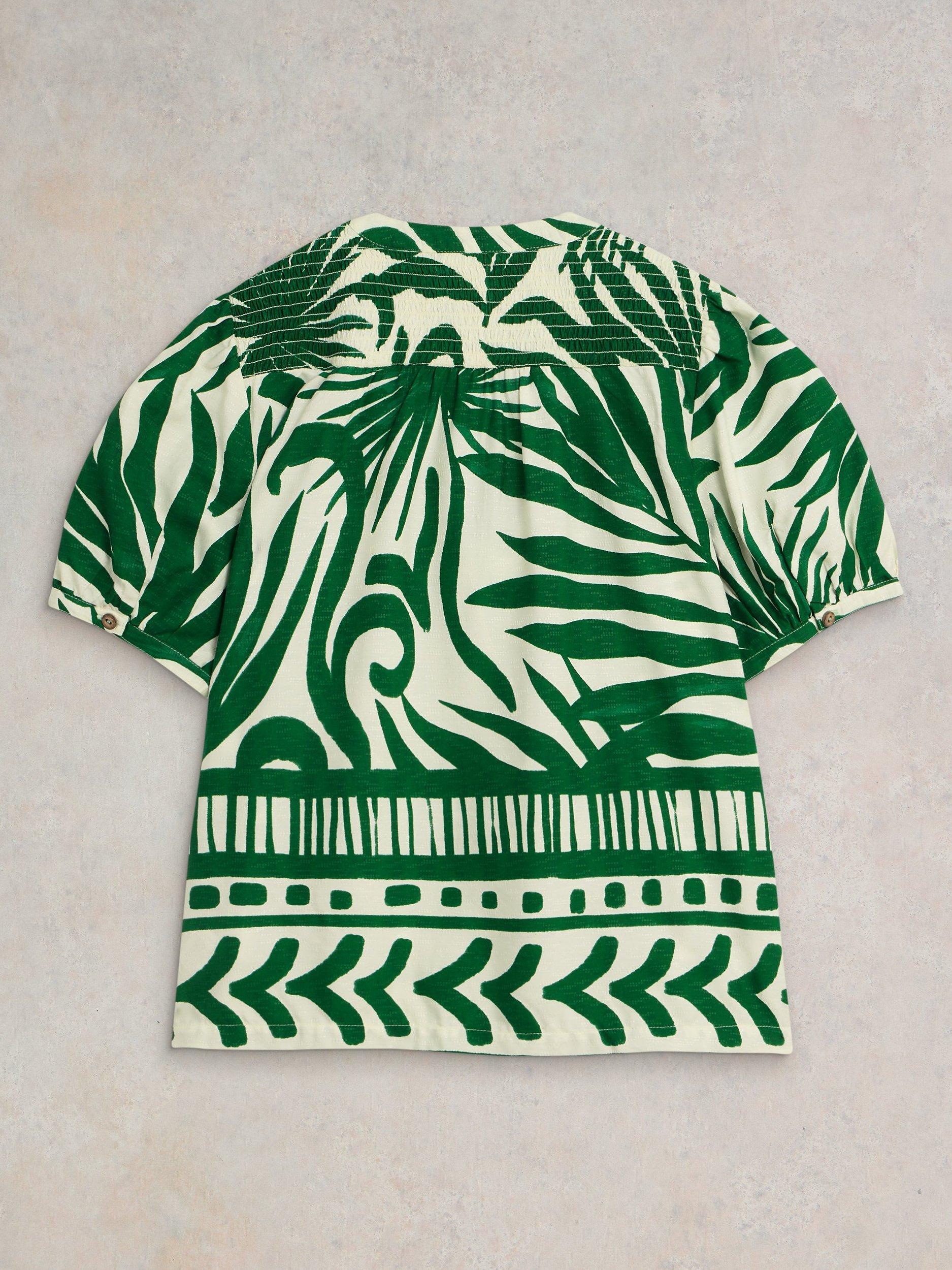 Product image 7 of 7, which shows White Stuff Elisa Abstract Print T-Shirt, Green, 6
