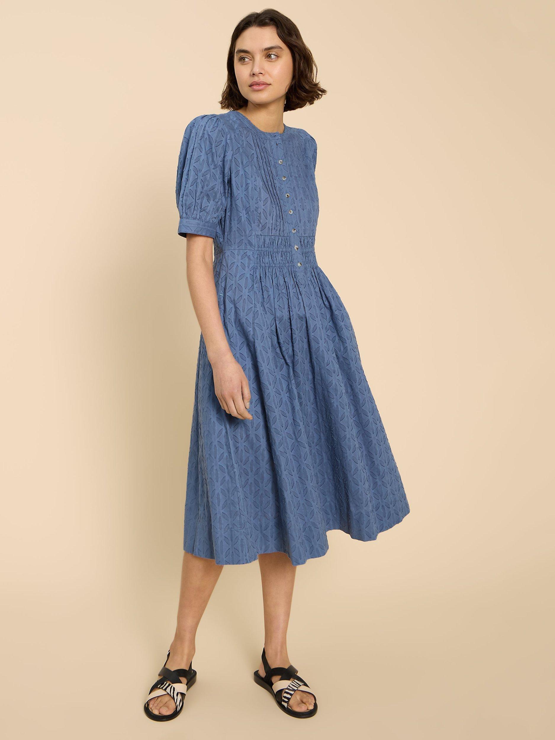 White Stuff Celeste Midi Dress, Mid Blue