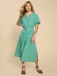 White Stuff Hazel Linen Blend Shirt Midi Dress, Teal