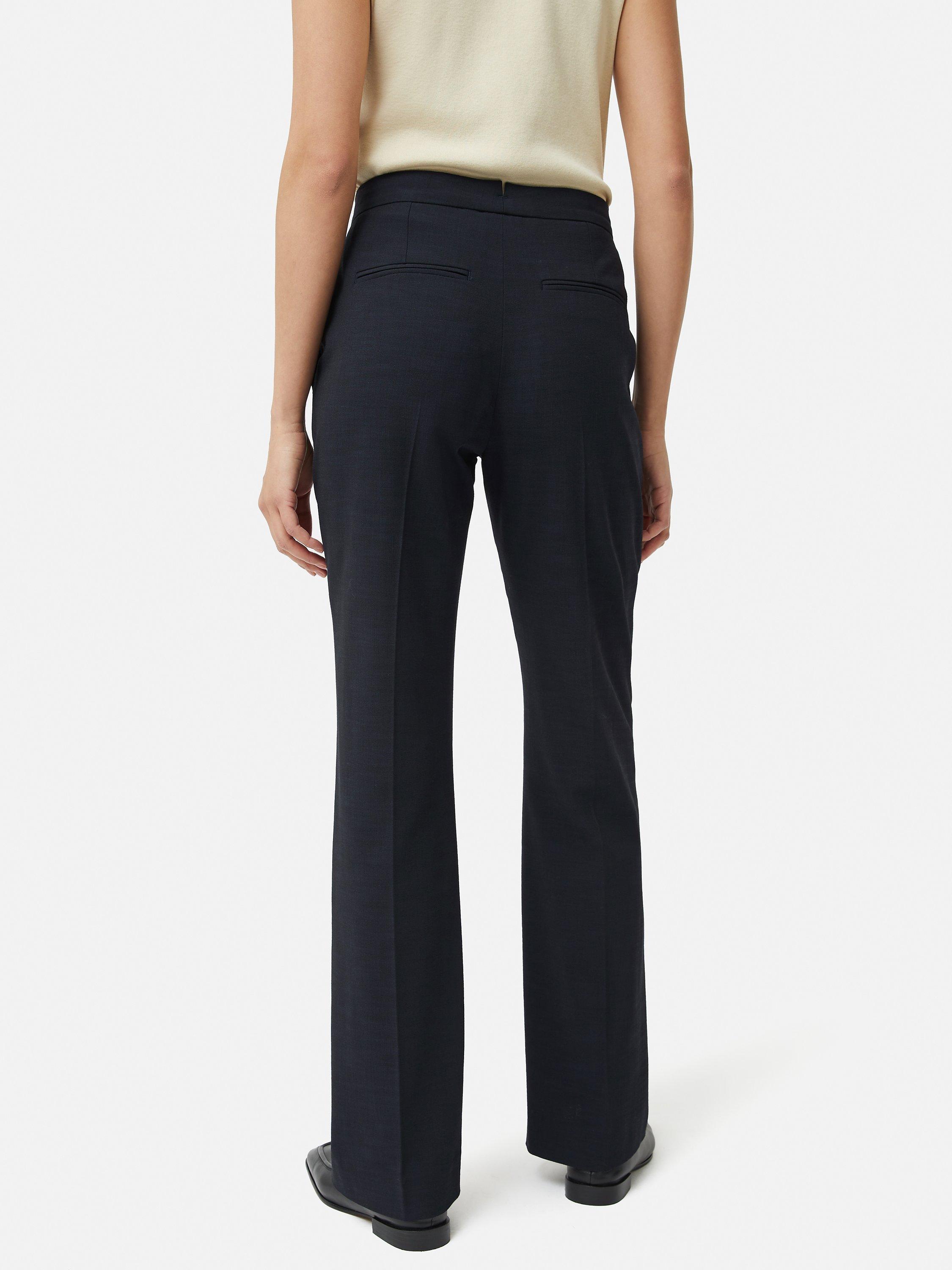 Product image 2 of 5, which shows Jigsaw Crosshatch Mason Tailored Trousers, Navy, 18