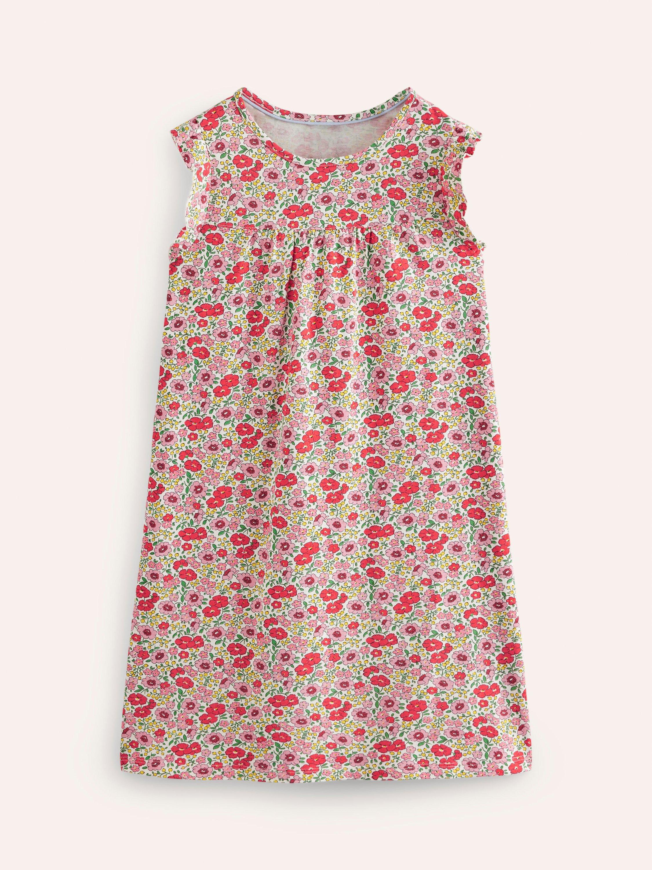 Mini Boden Kids' Floral Print Short Nightie, Pink Flowerbed
