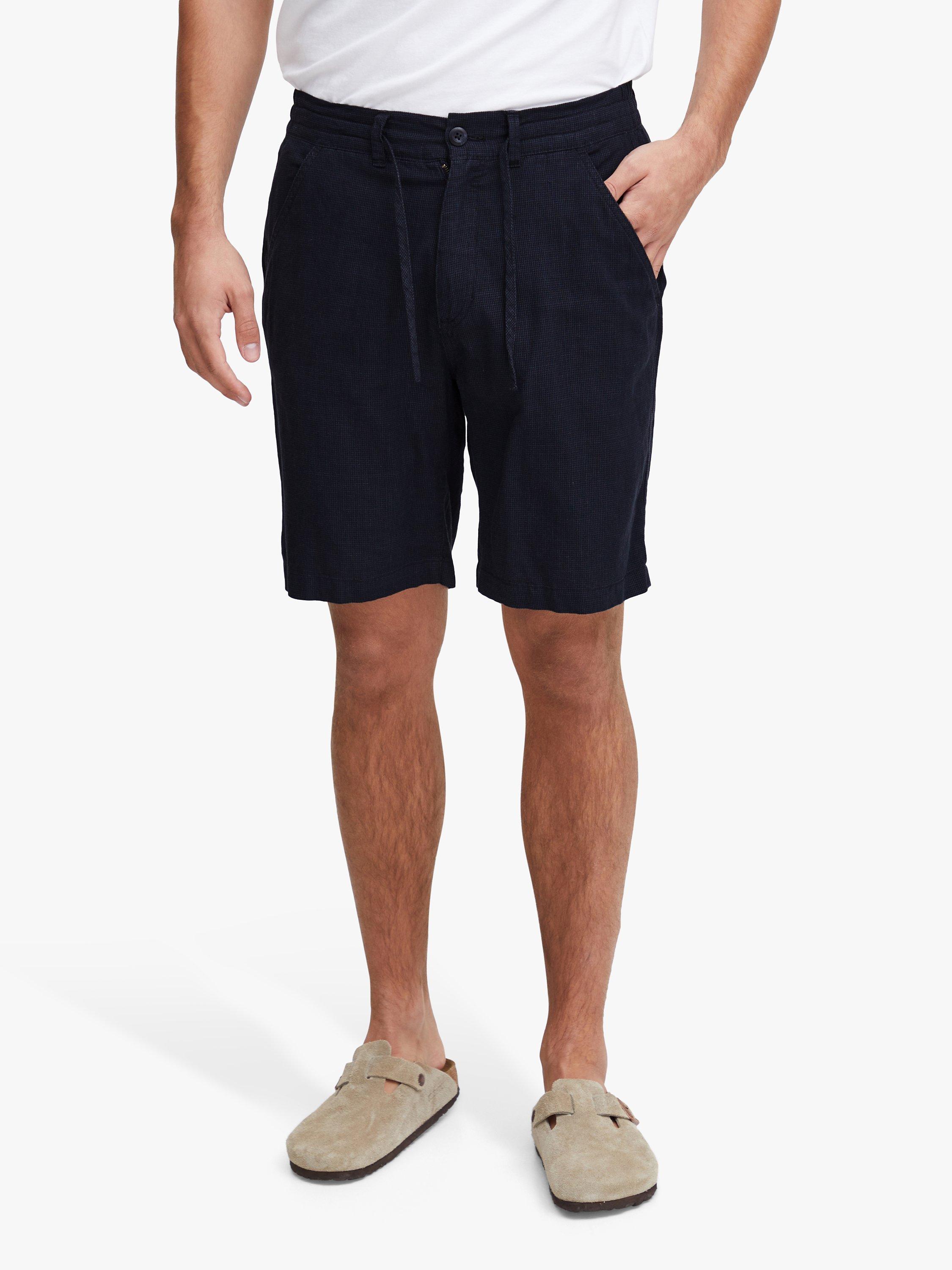 Casual Friday Rand Houndstooth Linen Mix Shorts, Dark Navy, S