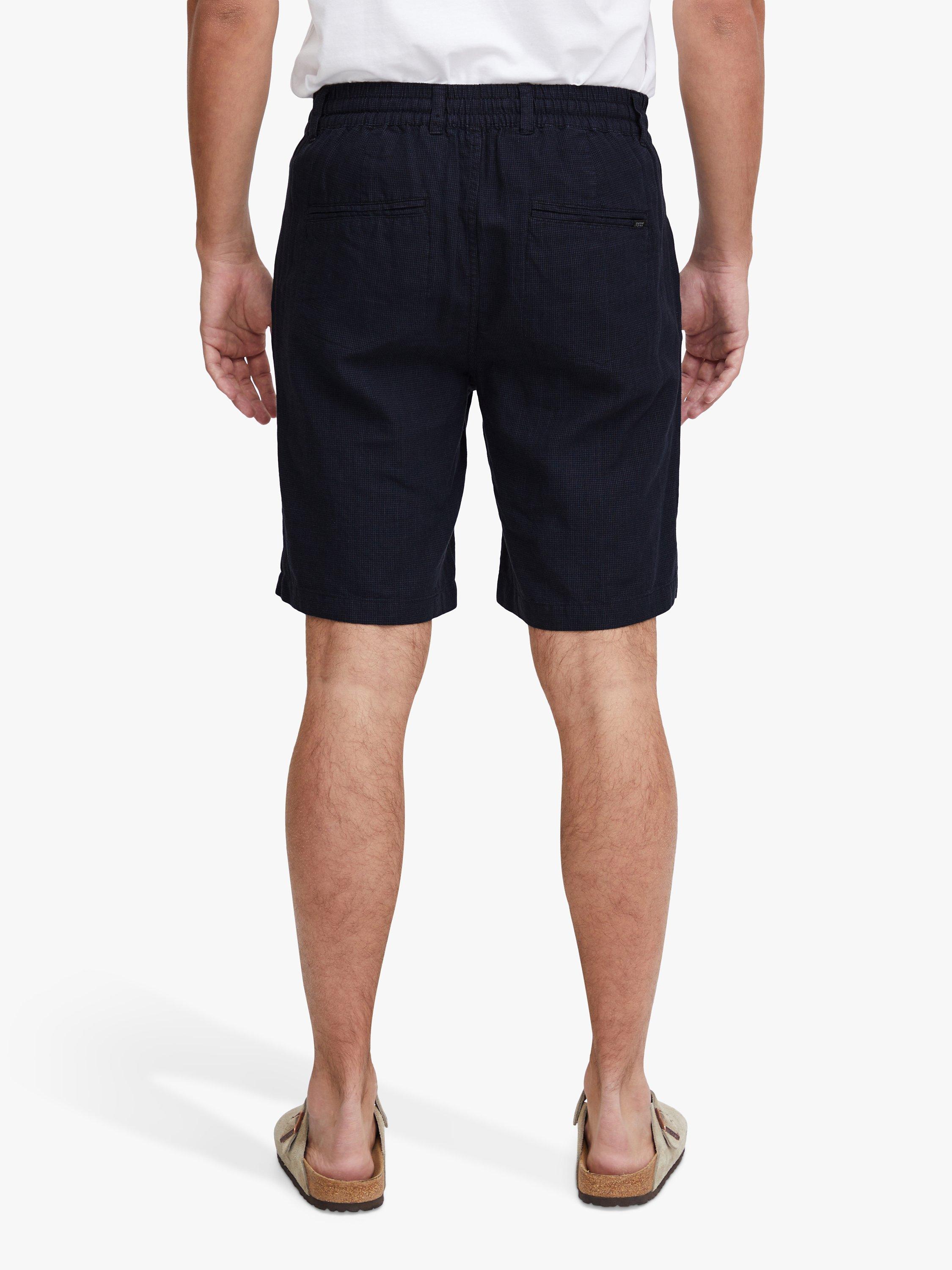 Casual Friday Rand Houndstooth Linen Mix Shorts, Dark Navy, S