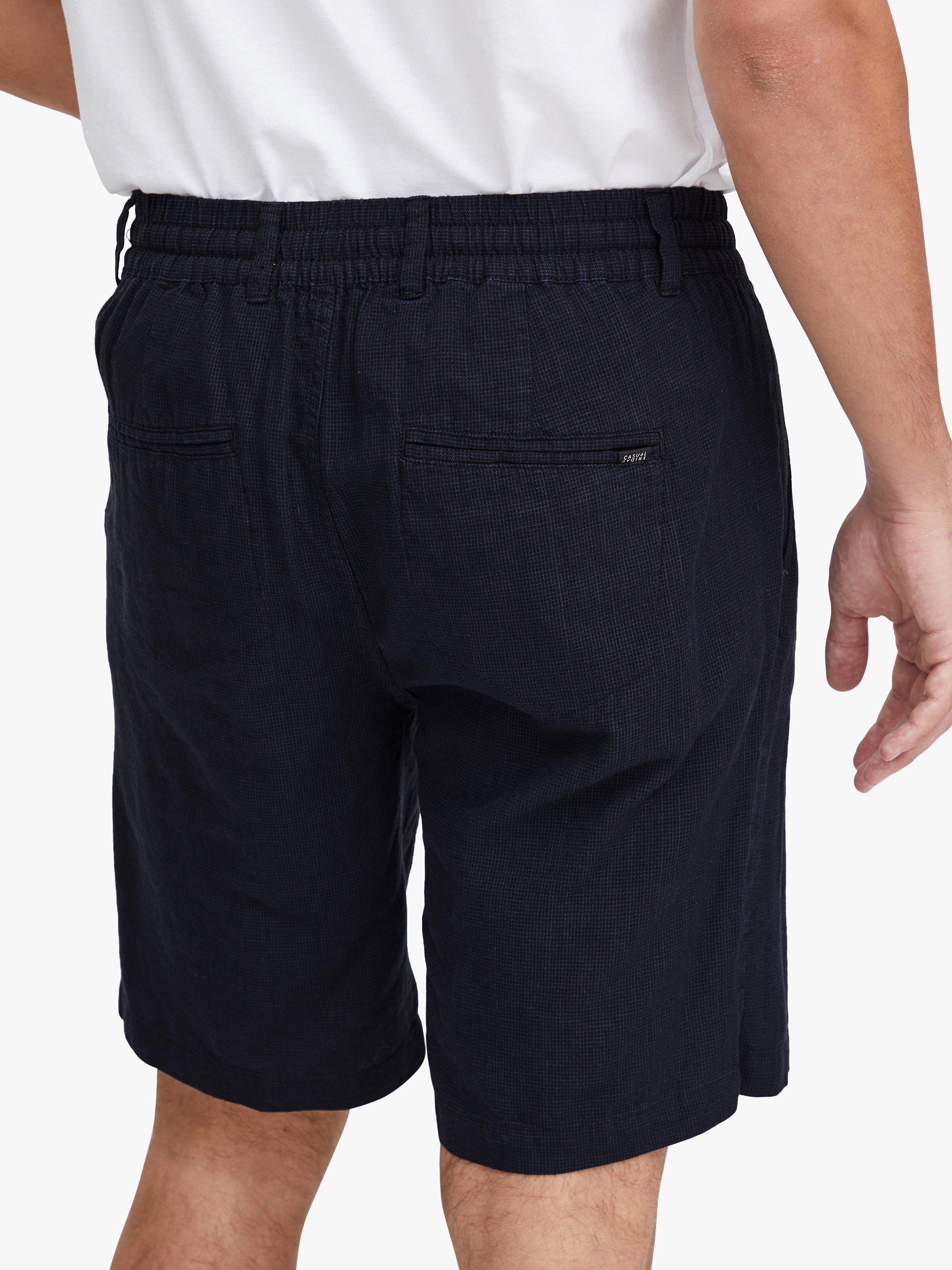 Casual Friday Rand Houndstooth Linen Mix Shorts, Dark Navy, S