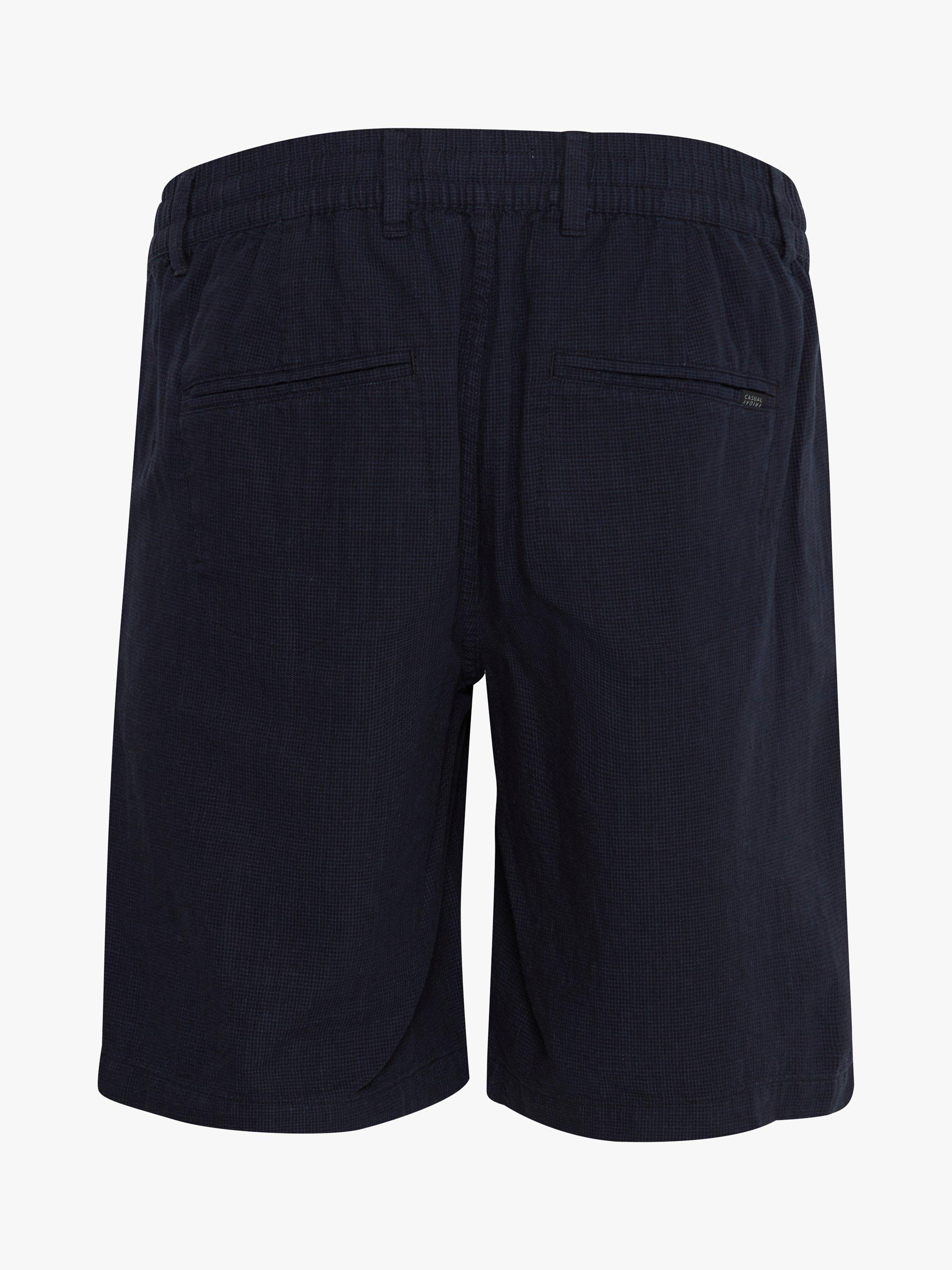 Casual Friday Rand Houndstooth Linen Mix Shorts, Dark Navy, S