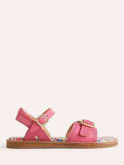 Mini Boden Kids' Leather Buckle Sandals, Pink, Pink