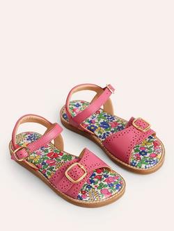 Mini Boden Kids' Leather Buckle Sandals, Pink - view 2, Pink