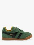 Gola Classics Kids' Harrier Suede Riptape Trainers, Evergreen/Black/Sun