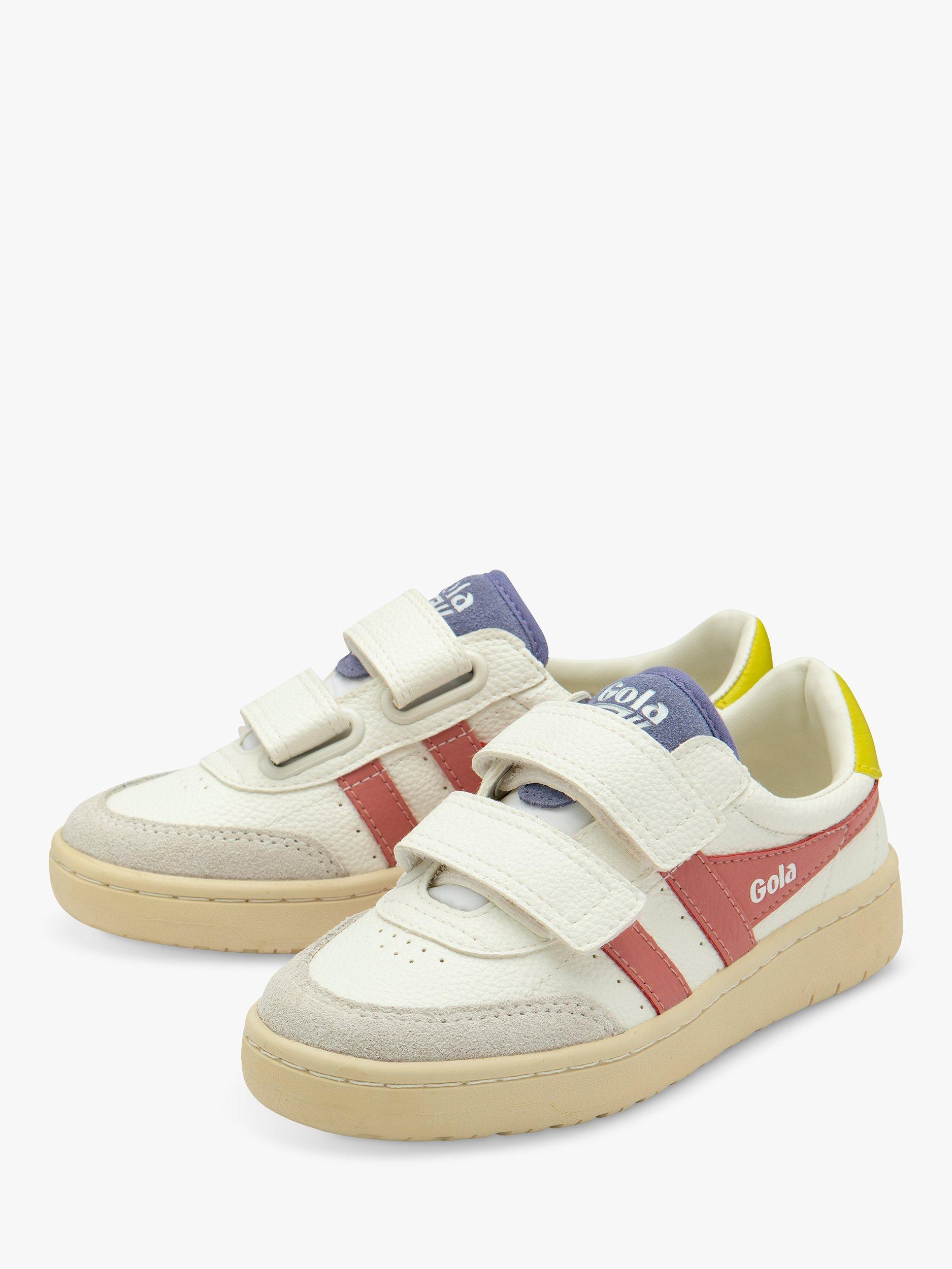 Product image 3 of 5, which shows Gola Kids' Classic Falcon Riptape Trainers, White/Coral/Pink/Sulphur, 12 Jnr