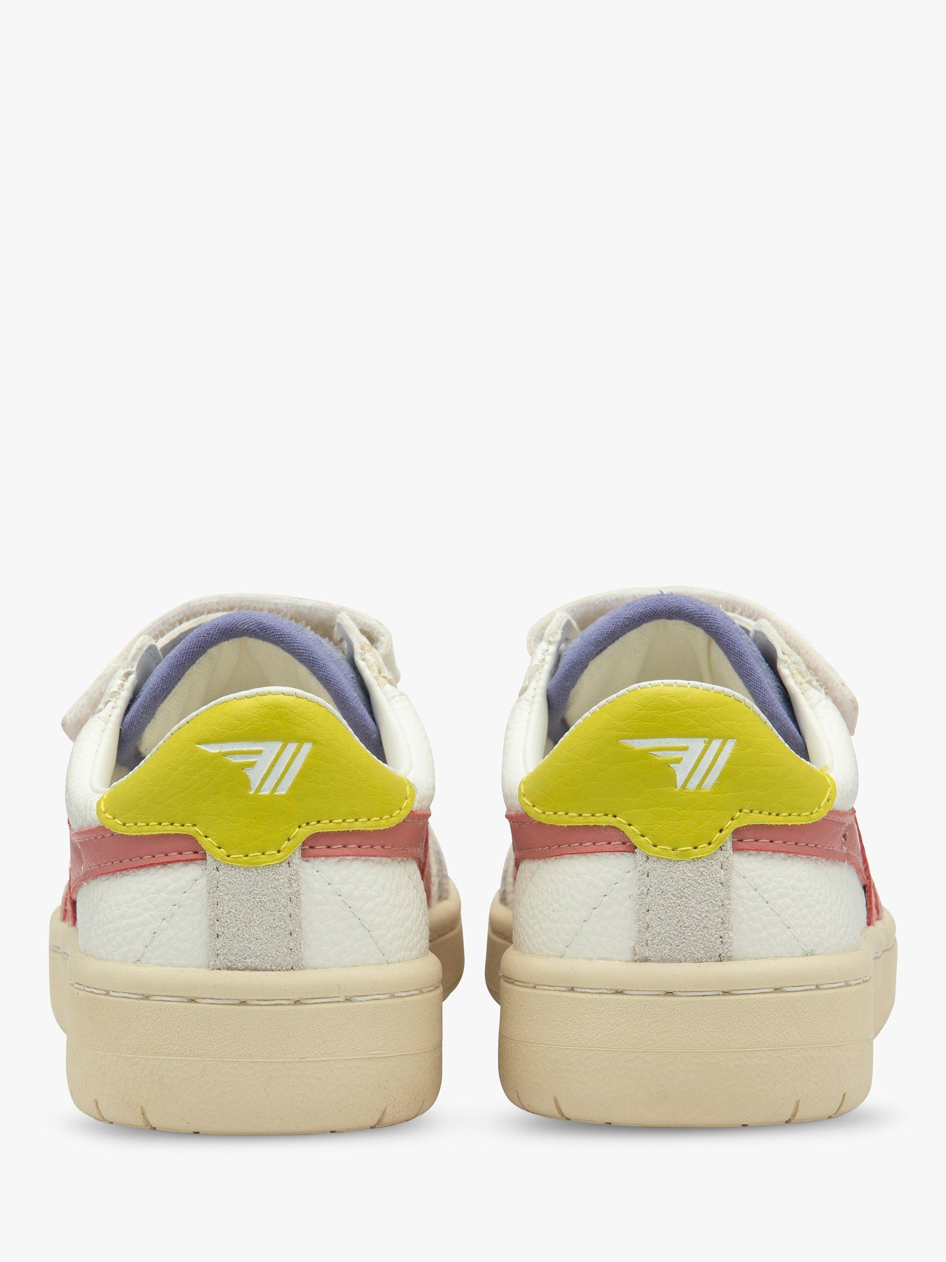 Product image 4 of 5, which shows Gola Kids' Classic Falcon Riptape Trainers, White/Coral/Pink/Sulphur, 12 Jnr