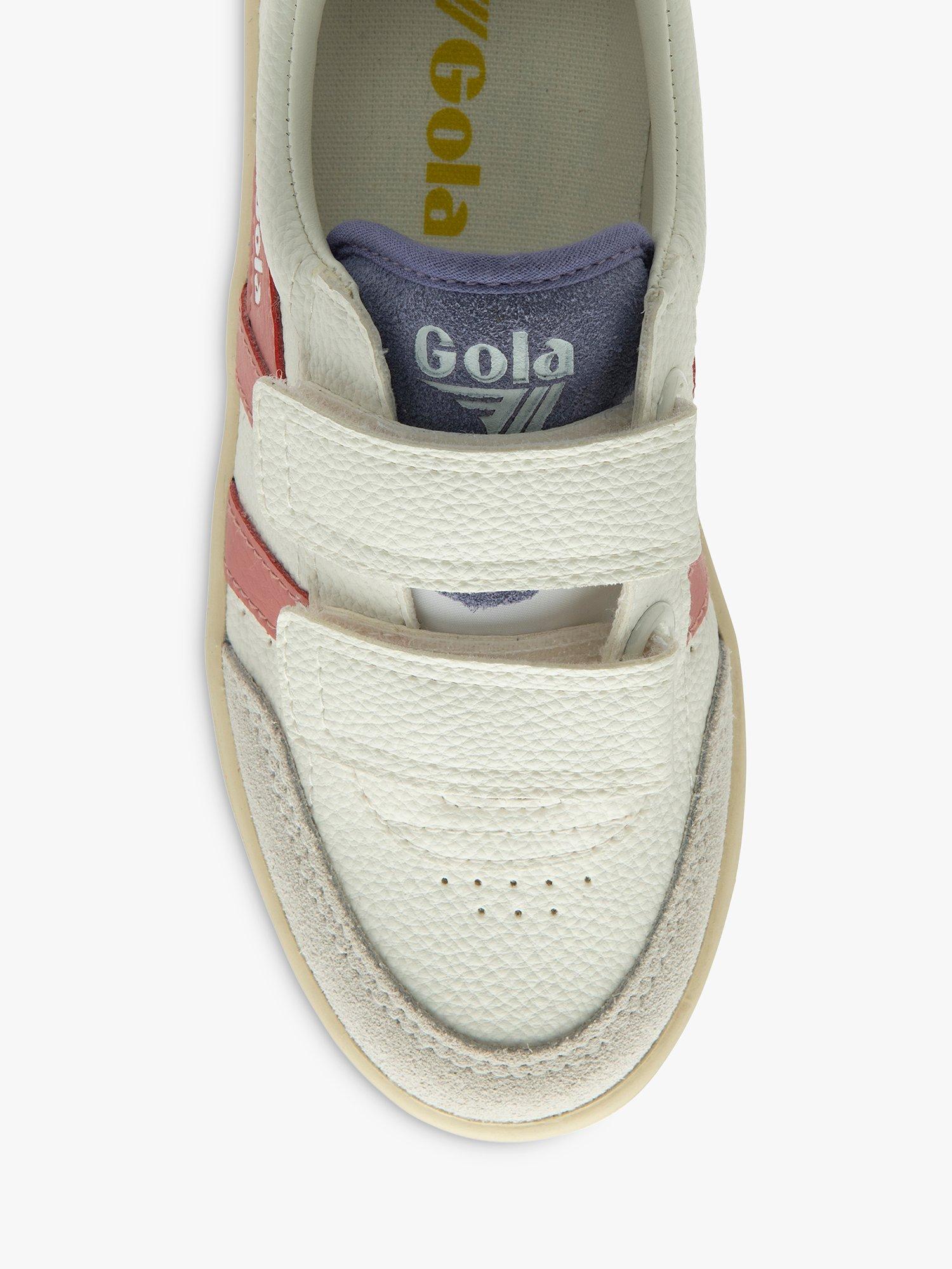 Product image 5 of 5, which shows Gola Kids' Classic Falcon Riptape Trainers, White/Coral/Pink/Sulphur, 12 Jnr