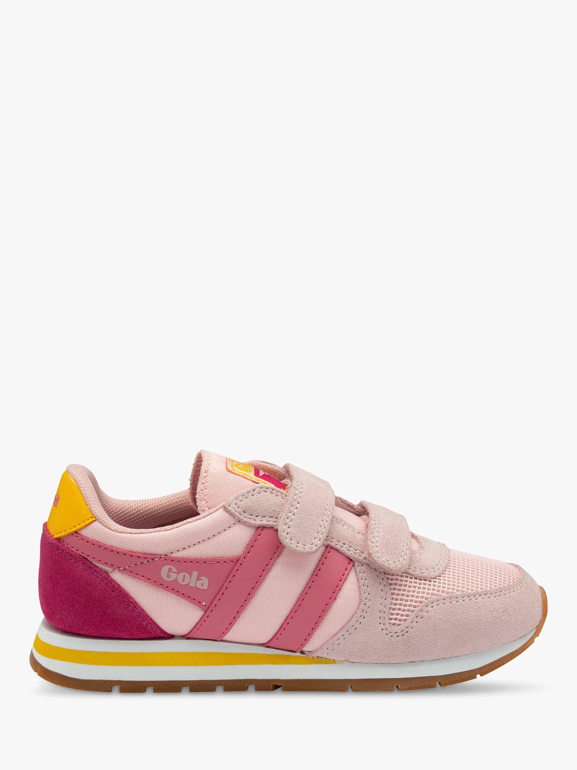 Product image 1 of 5, which shows Gola Classics Kids' Daytona Riptape Trainers, Pink/Fluro Pink/Sun, 12 Jnr