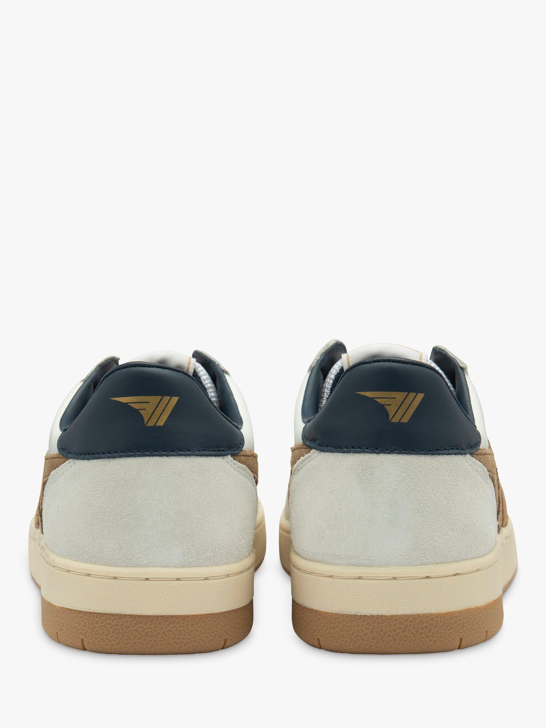 Product image 4 of 5, which shows Gola Classics Hawk Leather Lace Up Trainers, White/Tobacco/Navy, 6