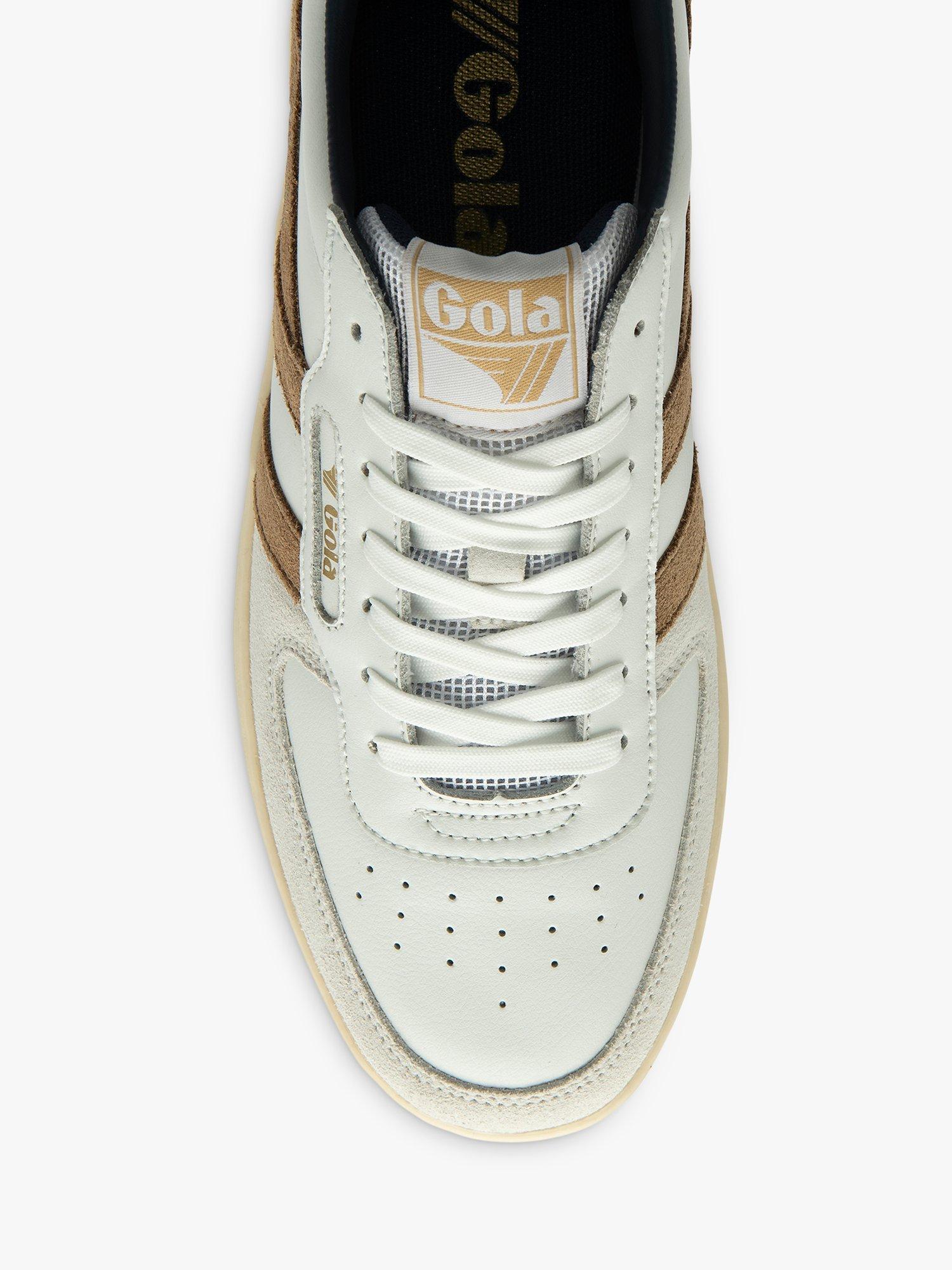 Product image 5 of 5, which shows Gola Classics Hawk Leather Lace Up Trainers, White/Tobacco/Navy, 6
