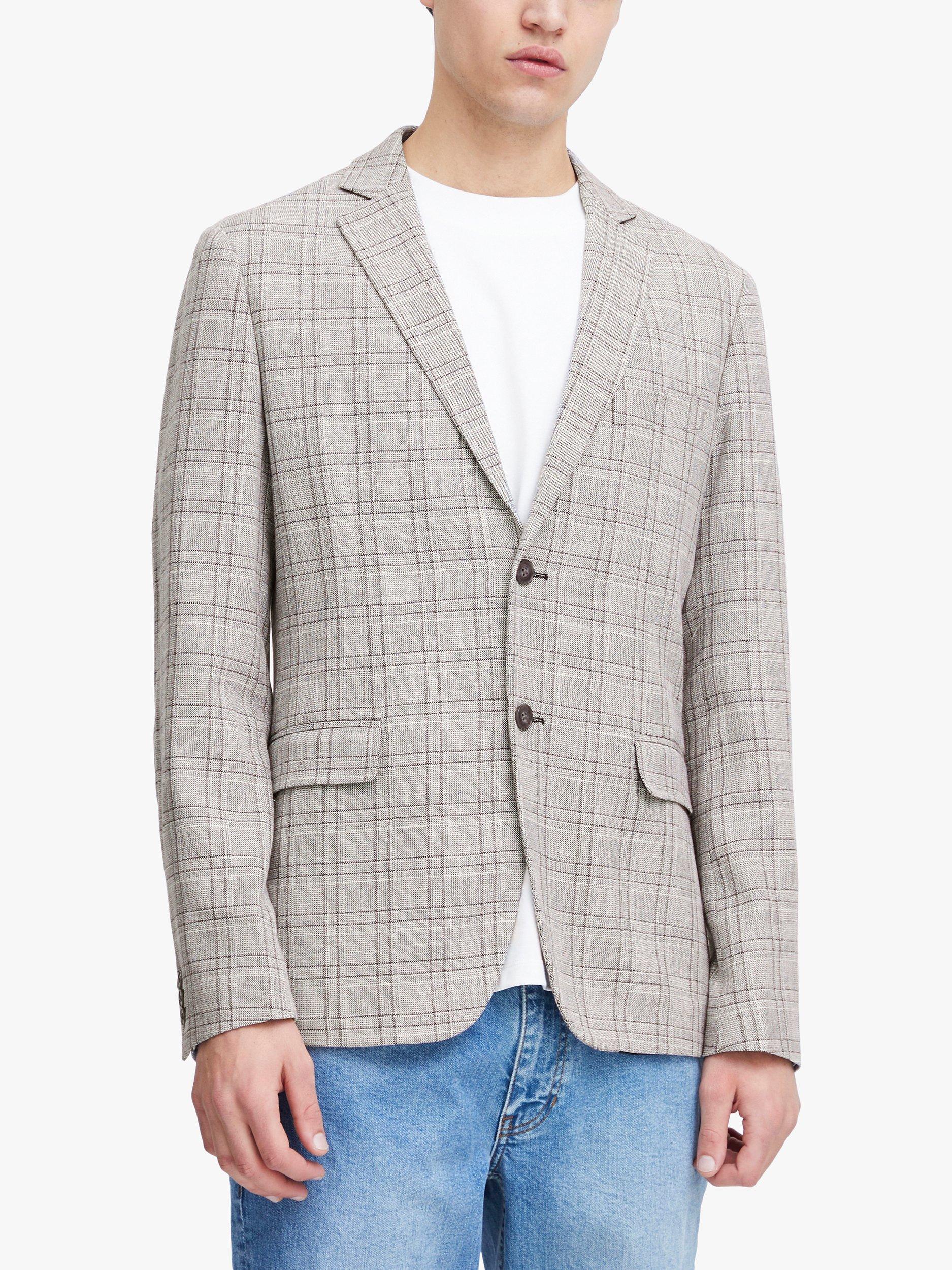 Product image 1 of 6, which shows Casual Friday Bille Checked Single Breasted Blazer, Mid Grey Melange, 46