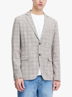 Casual Friday Bille Checked Single Breasted Blazer, Mid Grey Melange, Mid Grey Melange