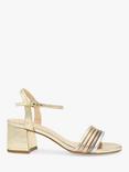 Paradox London Ilaria Metallic Block Heel Tubular Sandals, Gold