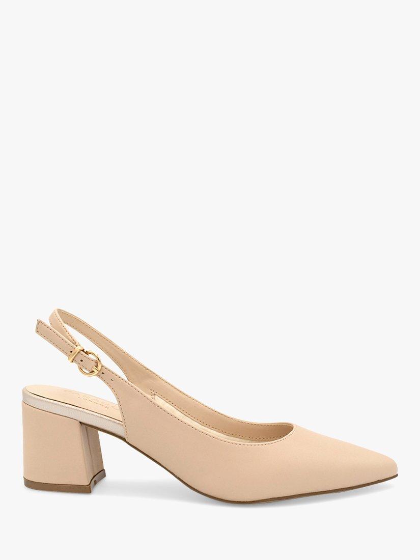 Product image 1 of 5, which shows Paradox London Isadora Mid Block Heel Sling Back Court Shoes, Nude, 3