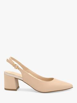 Paradox London Isadora Mid Block Heel Slingback Court Shoes, Nude