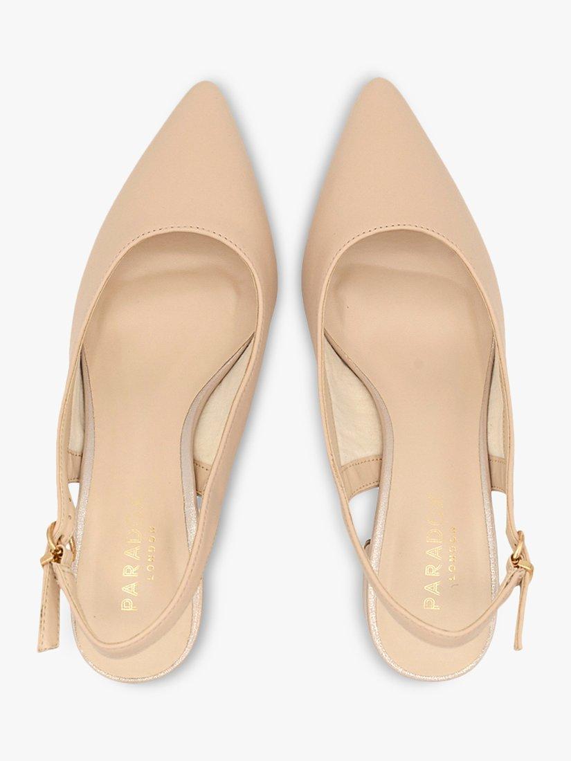 Product image 4 of 5, which shows Paradox London Isadora Mid Block Heel Sling Back Court Shoes, Nude, 3