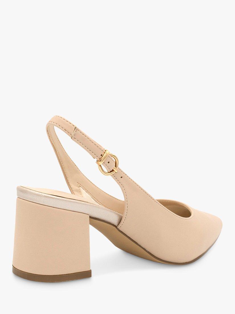 Product image 5 of 5, which shows Paradox London Isadora Mid Block Heel Sling Back Court Shoes, Nude, 3