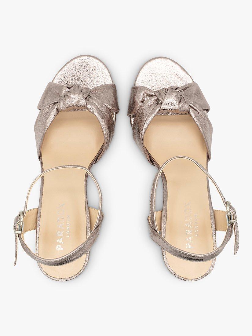 Product image 4 of 5, which shows Paradox London Lani Metallic Platform Sandals, Pewter, 5