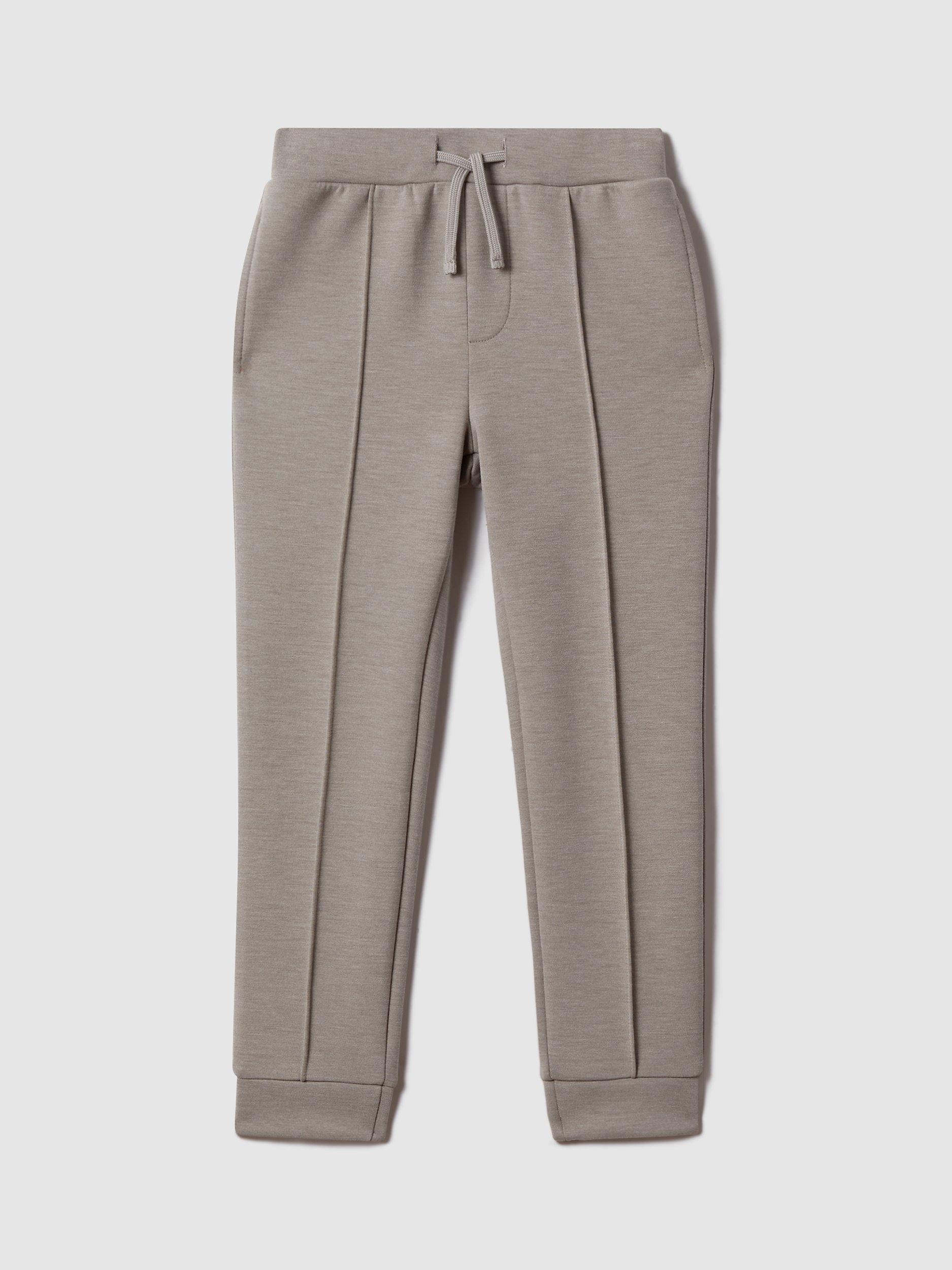 Reiss Kids' Premier Interlock Jersey Drawstring Joggers, Taupe