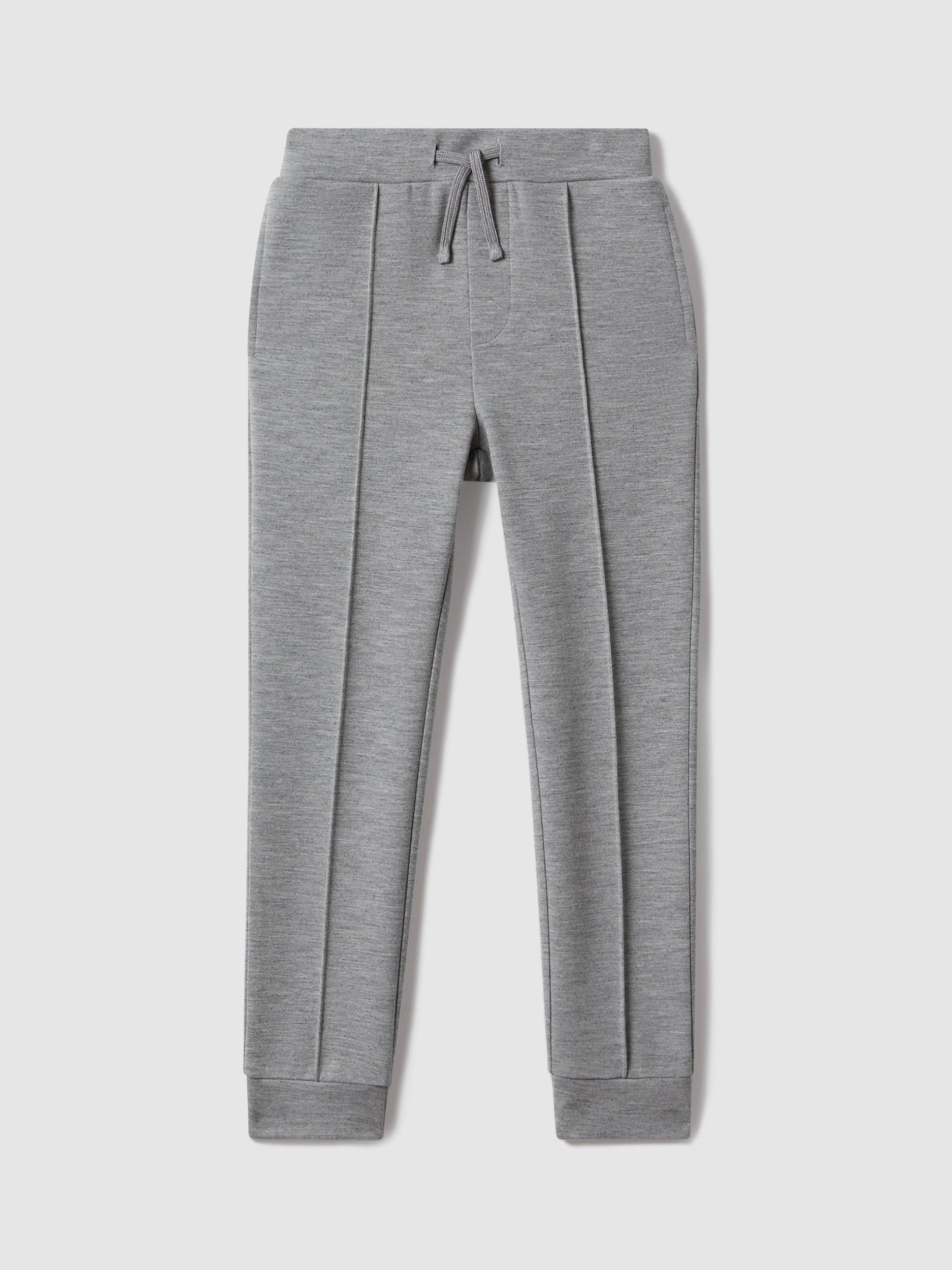 Reiss Kids' Premier Interlock Jersey Drawstring Joggers, Soft Grey
