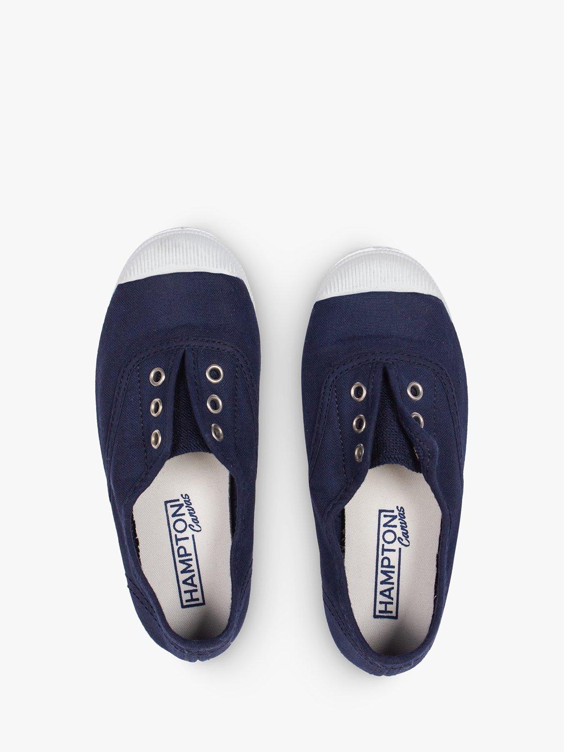 Product image 3 of 3, which shows Trotters Kids' Hampton Plum Canvas Plimsolls, Navy, 1