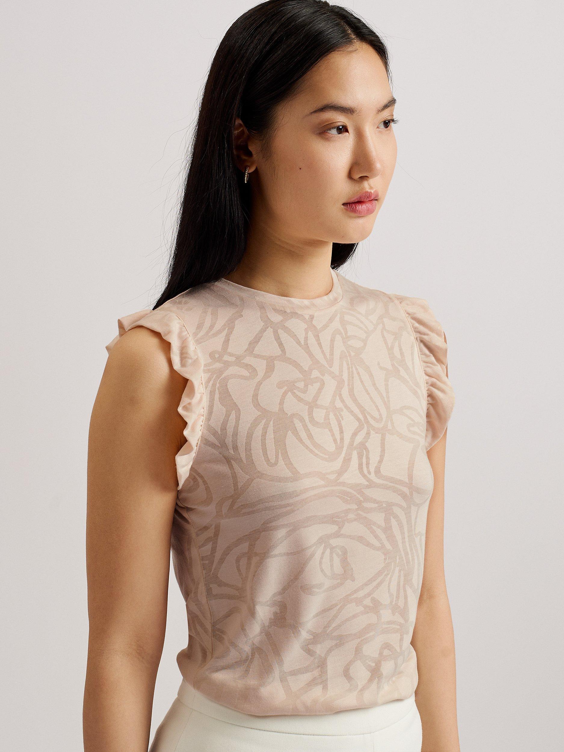 Ted Baker Iilaa Frill Sleeve Burnout Top, Light Pink