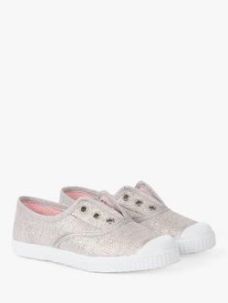 Trotters Kids' Hampton Plum Canvas Plimsolls - view 2, Silver