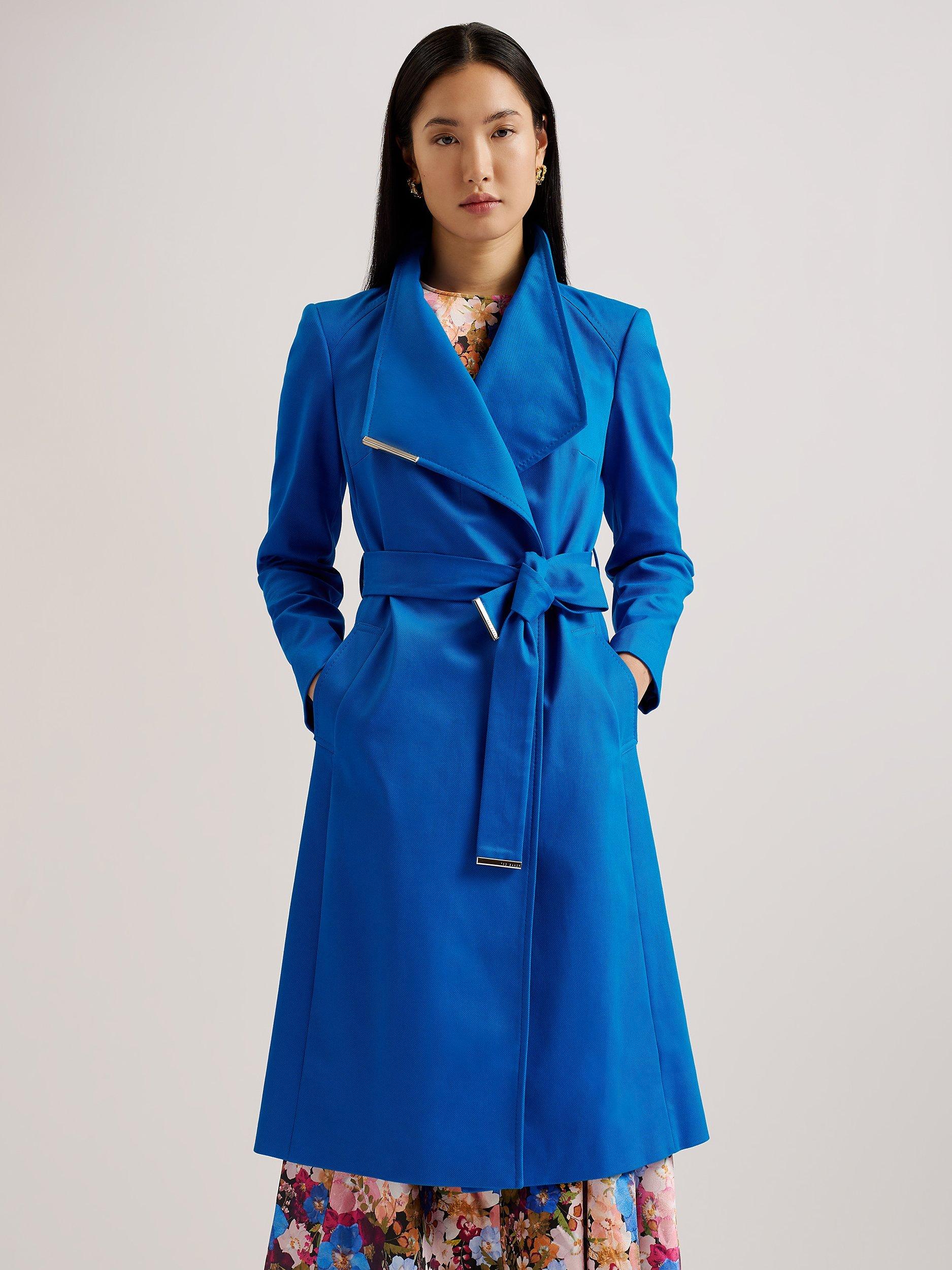 Ted Baker Rosina Tie Detail Coat, Blue Mid