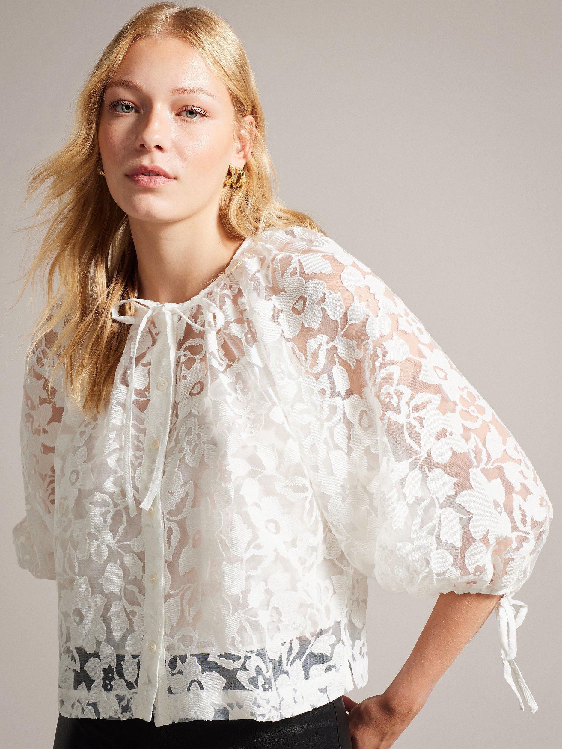 Ted Baker Gillou Devore Blouse, White