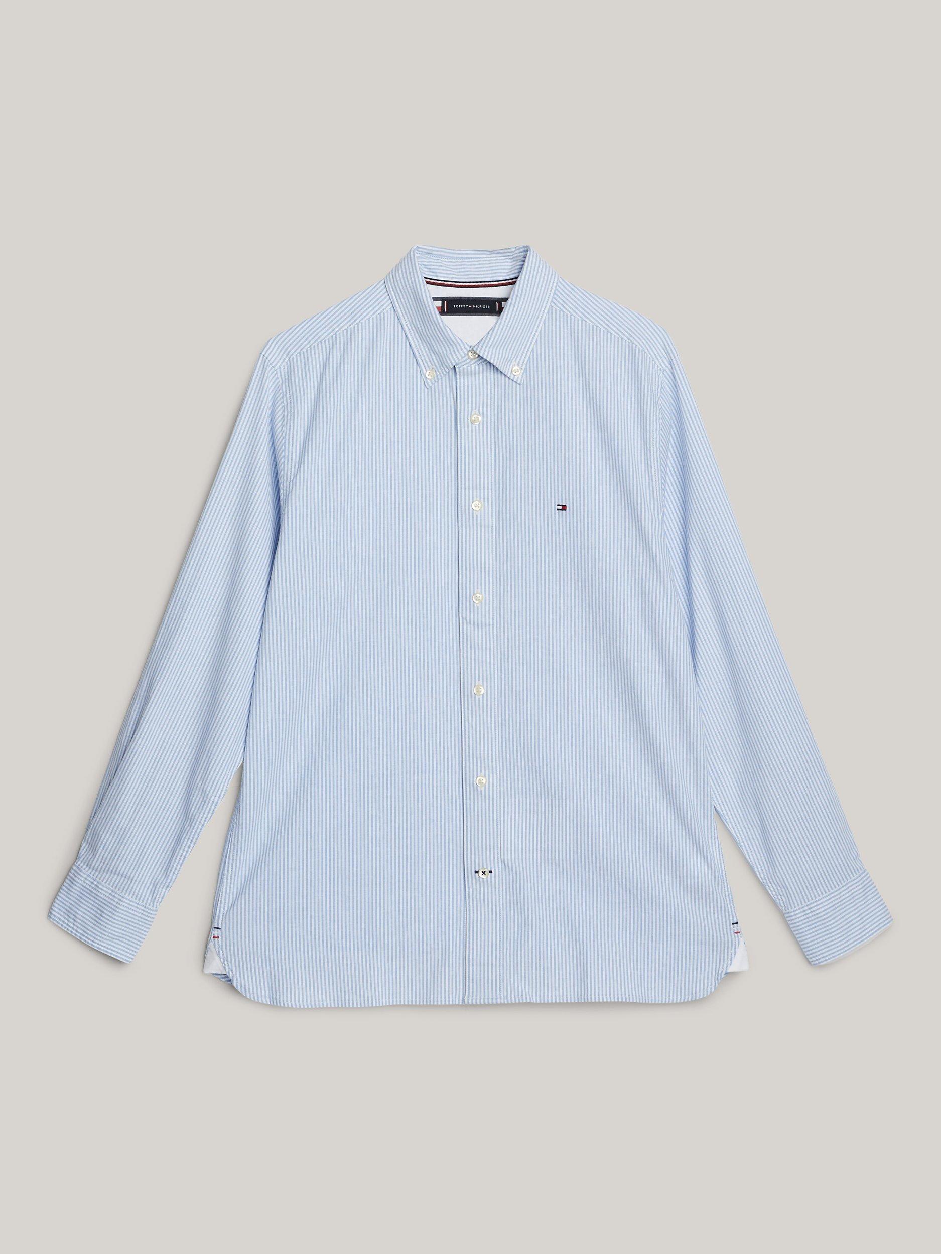 Tommy Hilfiger Adaptive Organic Cotton Blend Striped Shirt, Blue/White