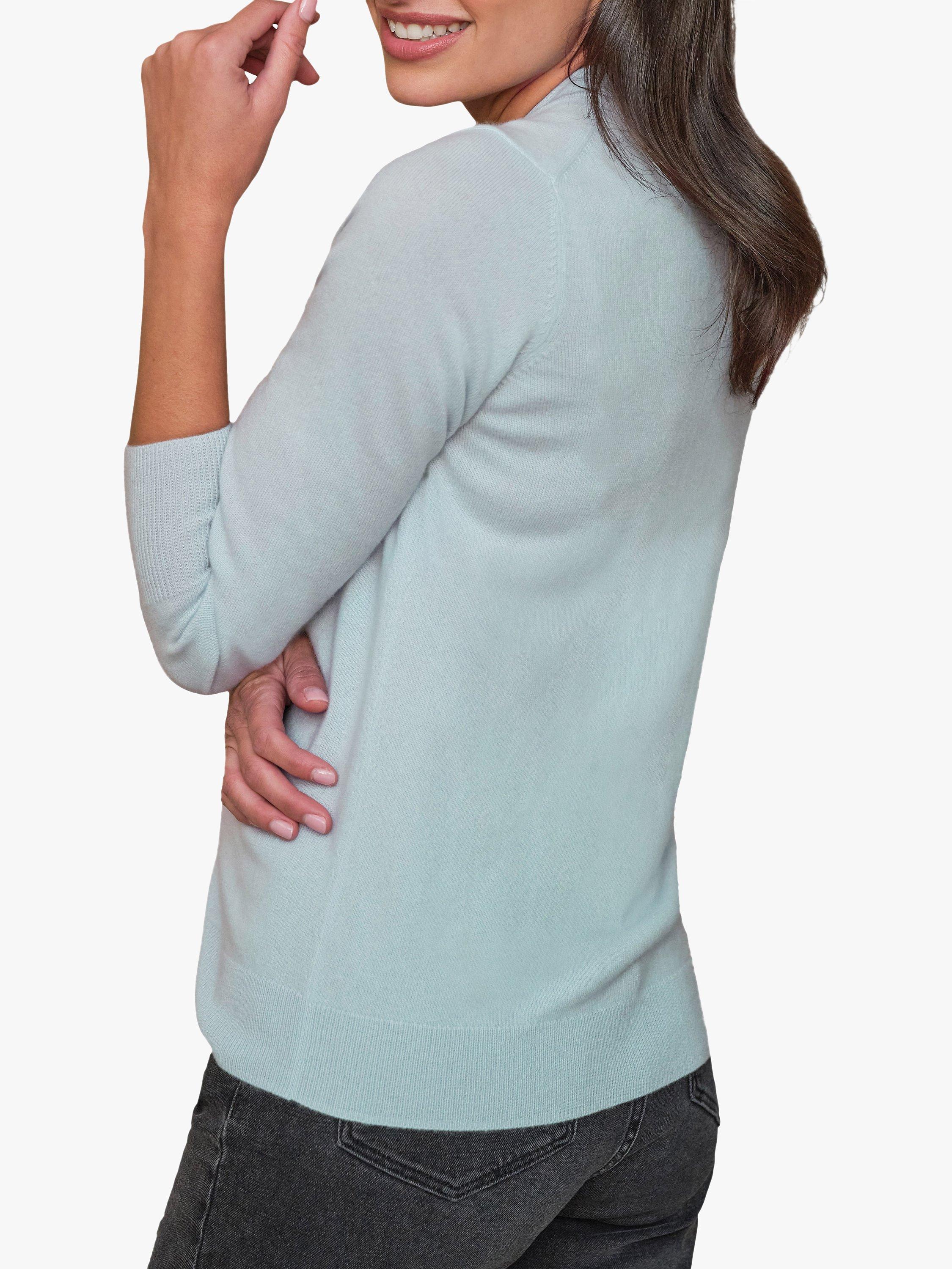 Product image 2 of 3, which shows Pure Collection V-Neck Cashmere Cardigan, Sky Blue, 8