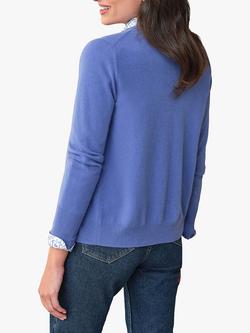 Pure Collection Crew Neck Cashmere Cardigan - view 2, Wedgewood Blue