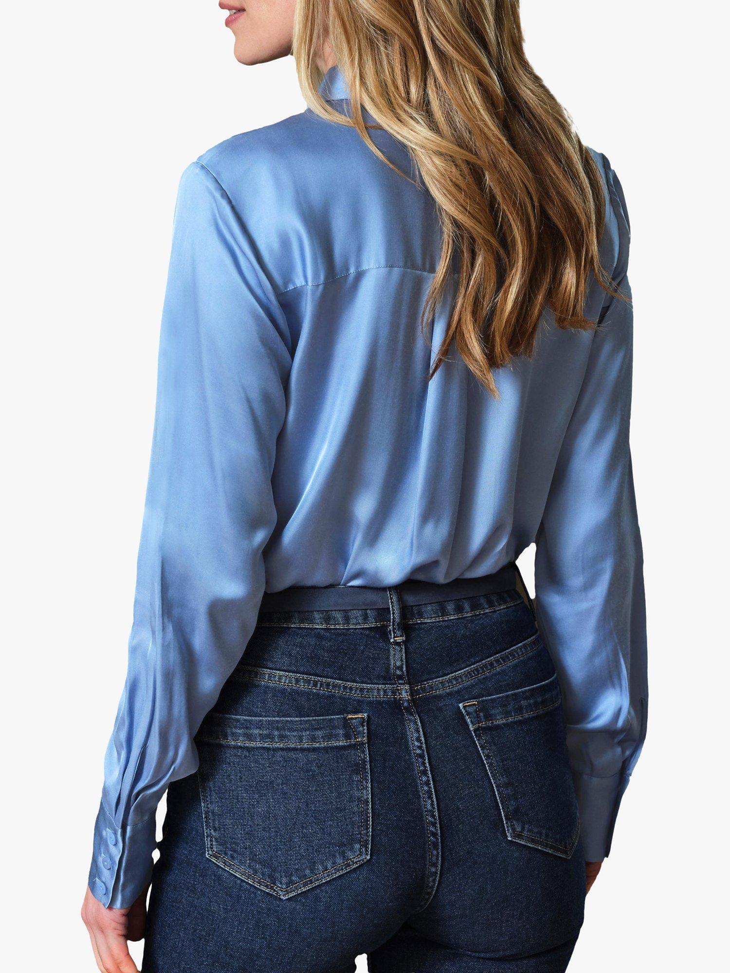 Product image 2 of 3, which shows Pure Collection Soft Fluid Shirt, Light Blue, 16