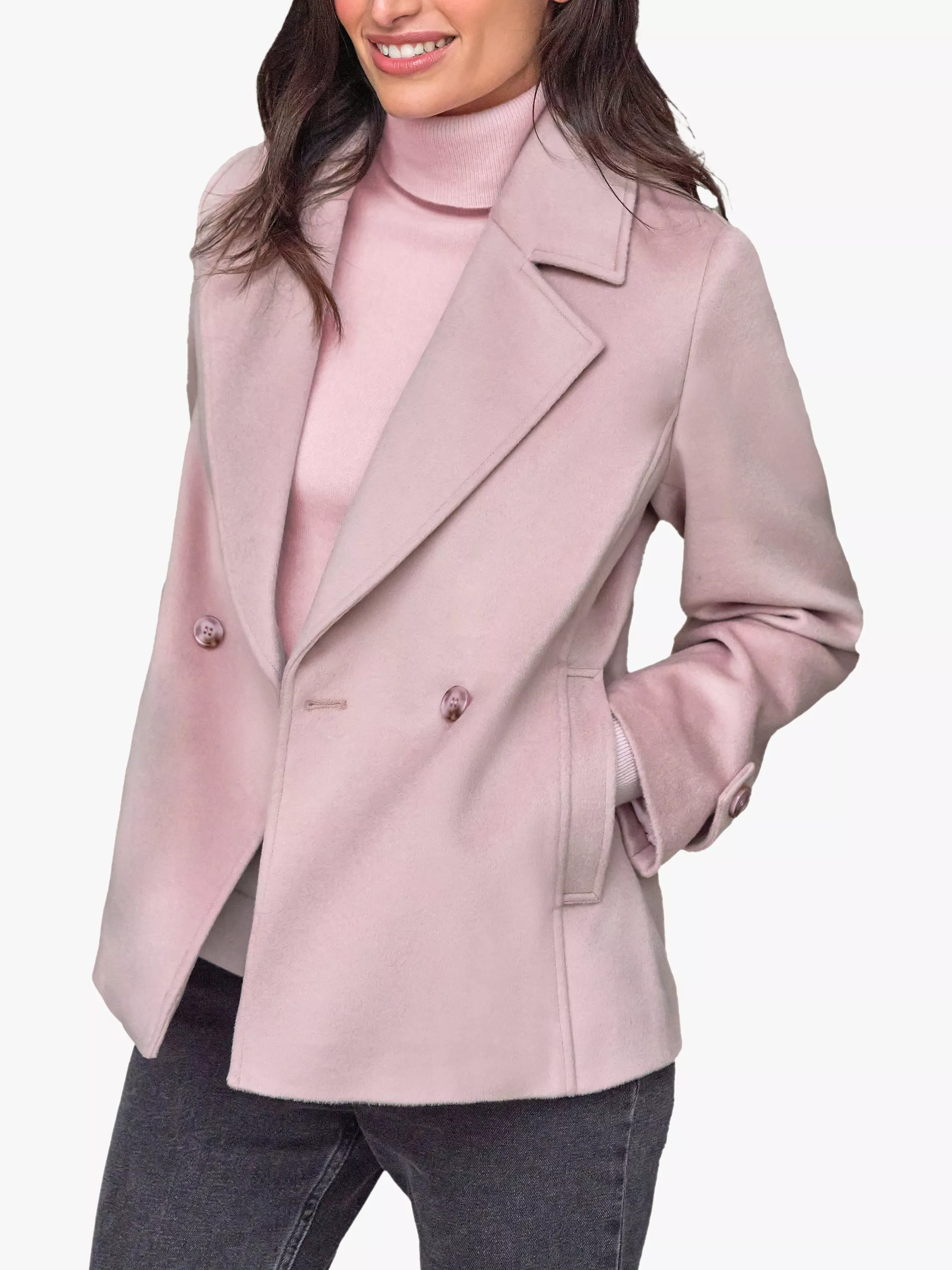 Pink plus size peacoat best sale